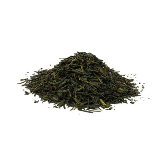 Gyokuro Kyoto Japanese green tea with deep green needle-shaped leaves and a rich, sweet umami character.