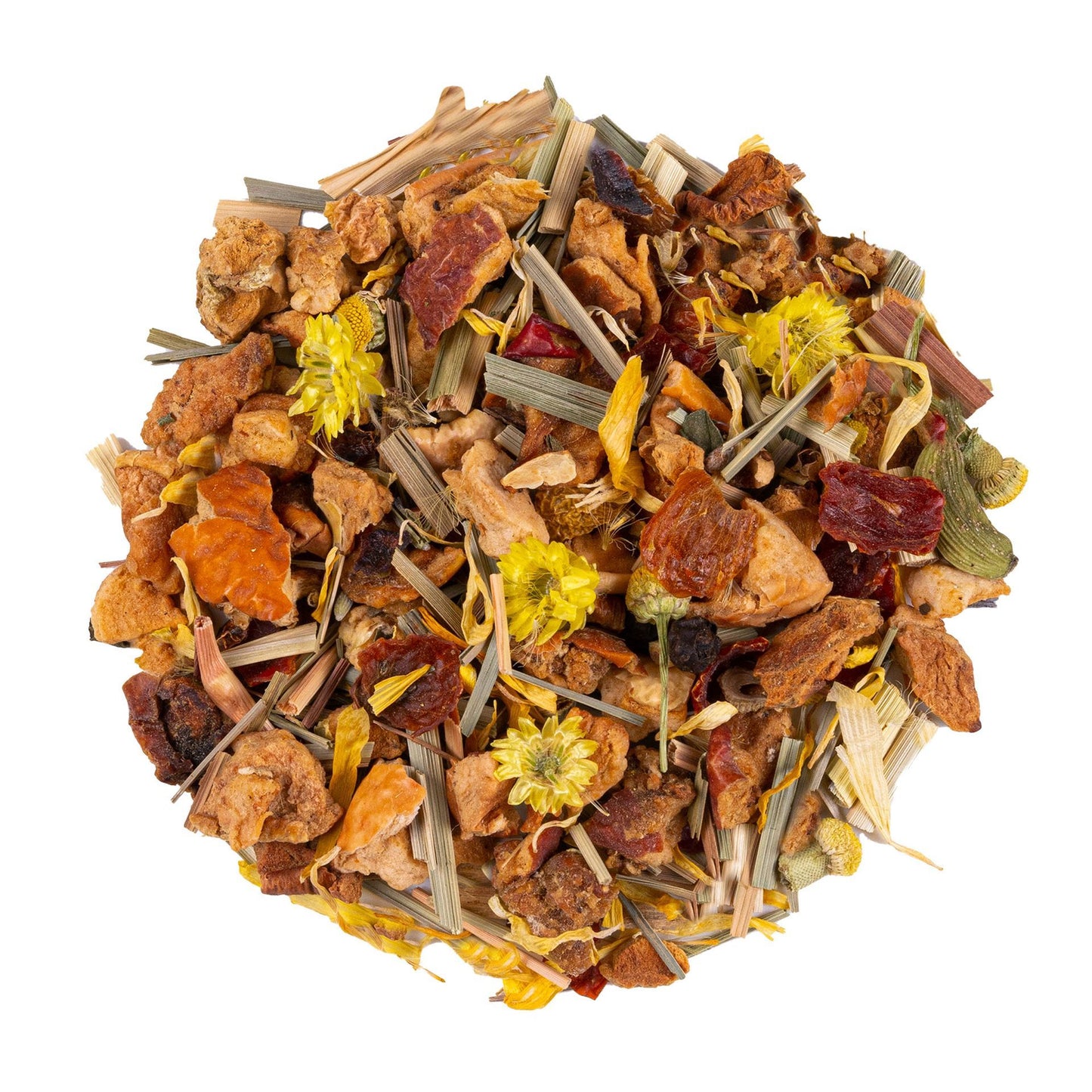 Meditation organic herbal infusion with apple, lemongrass, rosehip, peppermint, chamomile, tulsi, lavender, cardamom and valerian.