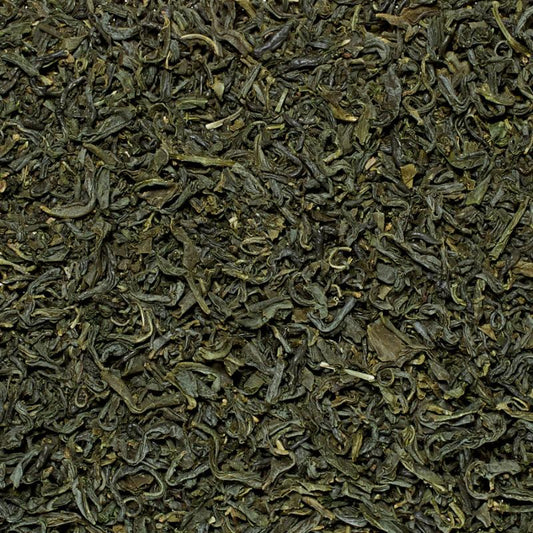 Tamaryokucha Japanese green tea with distinctive softly curled green leaves by Lunula Tea.