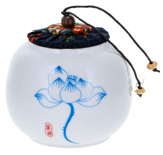 PORCELAIN TEA CADDY 50 g /230 ml with fabric cork lid in a gift box