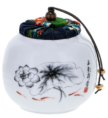 PORCELAIN TEA CADDY 50 g /230 ml with fabric cork lid in a gift box