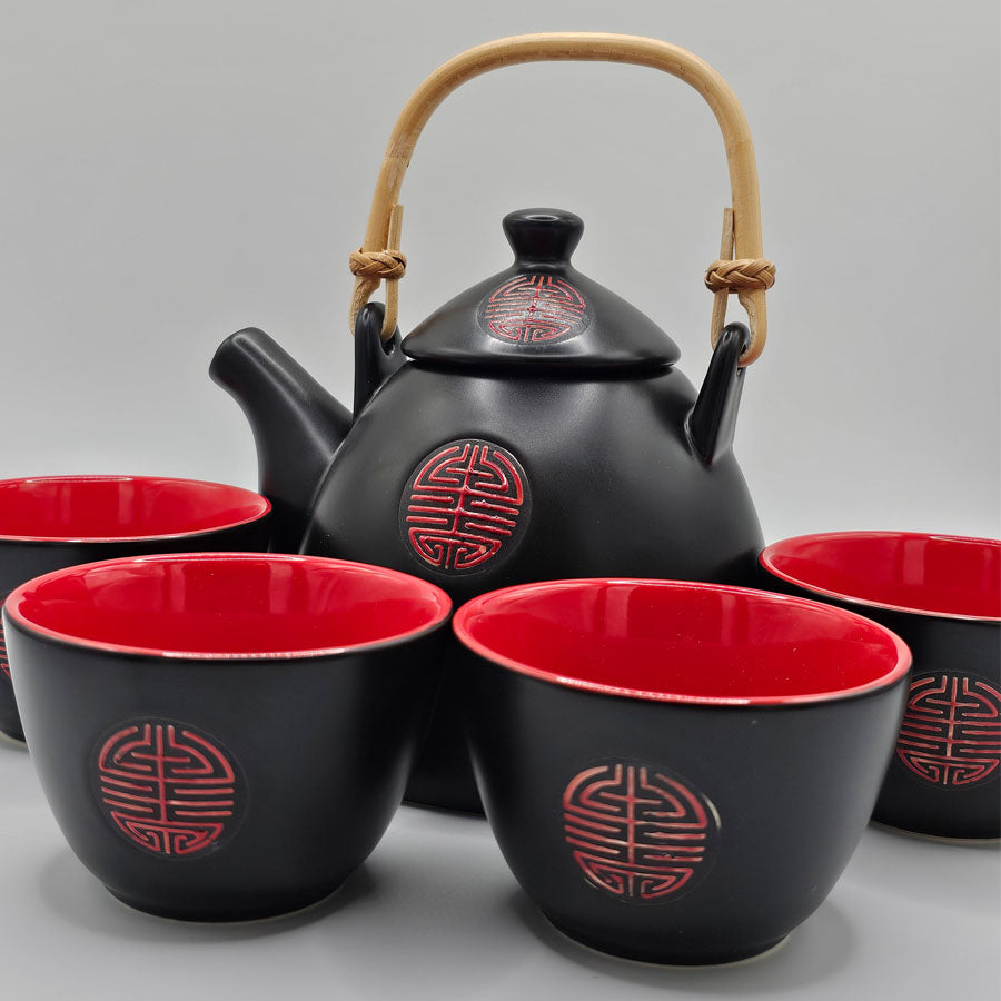 Black and Red Ceramic Tea set "Hidchi".